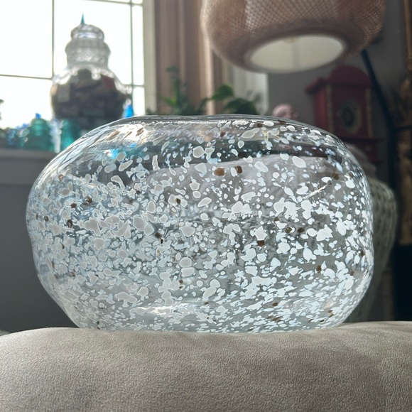 Large Vintage Handblown Speckled Art Glass Bowl - Picture 3 of 11